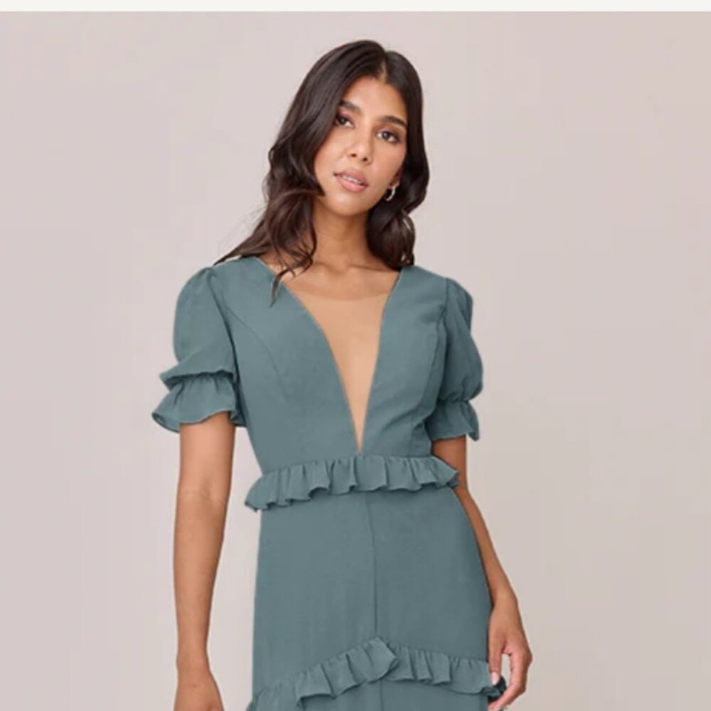 Revelry Eucalyptus Harley Chiffon Bridesmaid Dress sz 18